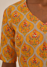 Ogee Scallop Lehenga Set - Mango Yellow
