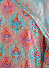 Ogee Kurta Set - Blue Pink