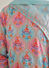 Ogee Kurta Set - Blue Pink