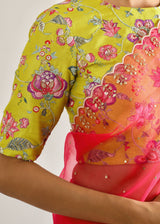 Shell Scallop Saree Blouse Set - Fuchsia Pink