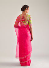 Shell Scallop Saree - Fuchsia Pink