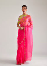 Shell Scallop Saree - Fuchsia Pink