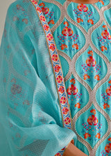 Ogee Kurta Set - Turquoise Blue
