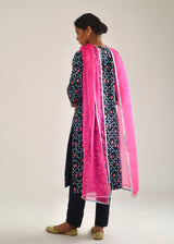 Tile Kurta Set - Pebble Black