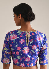 Applique Saree Blouse Set - Carnation Pink