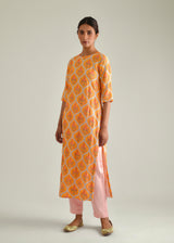 Ogee Kurta Set - Mango Yellow