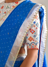 Varg Printed Saree Blouse Set - Cobalt Blue