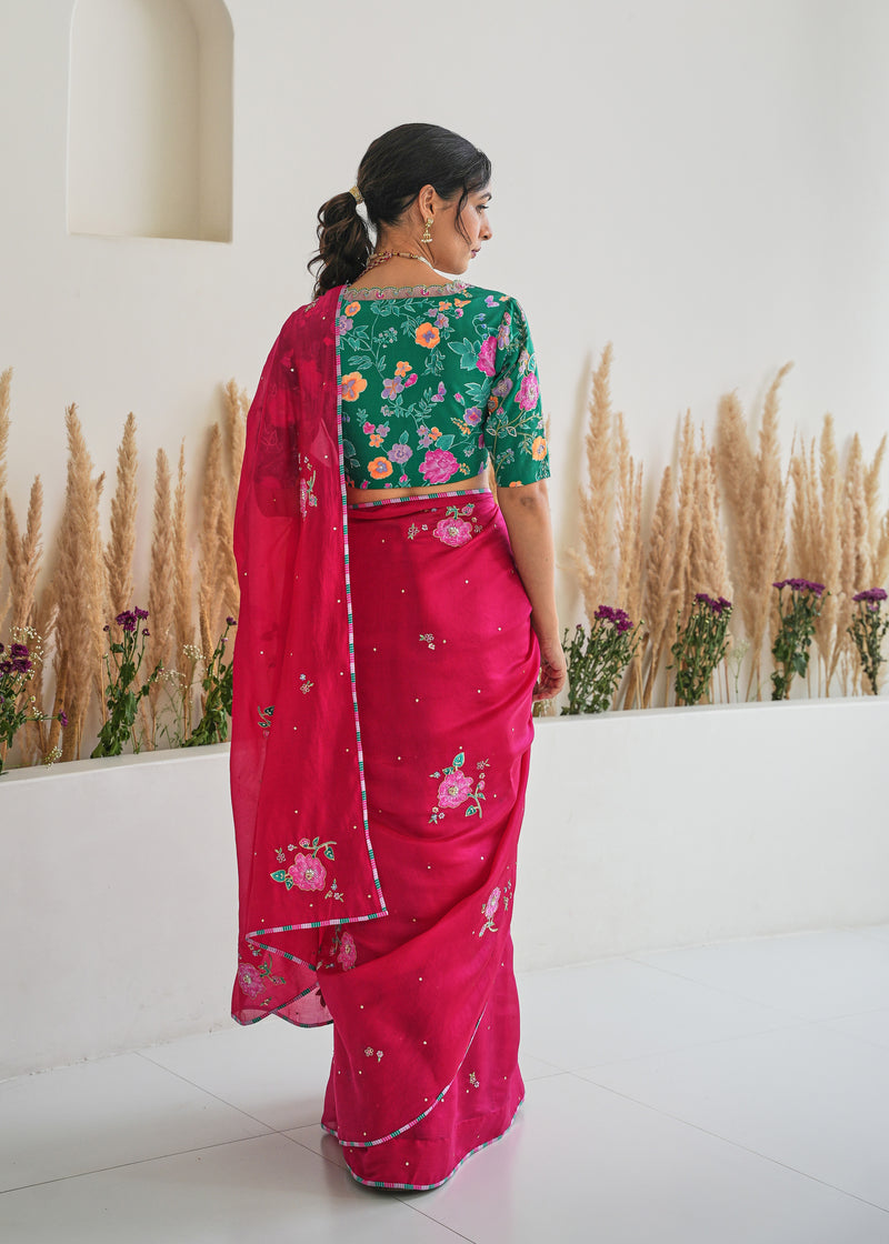 Ivy Saree Blouse Set - Red