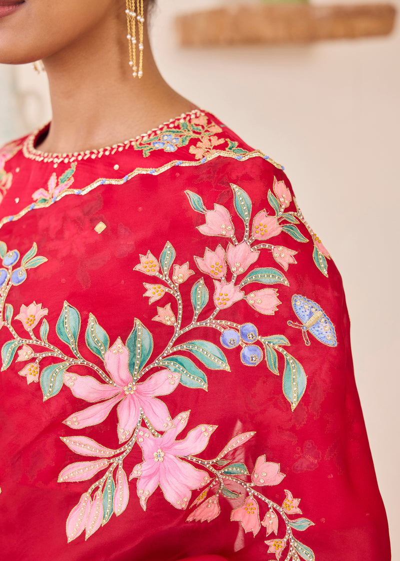 RAAG SAREE - VERMILION RED