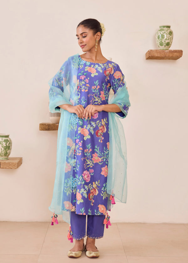 FIZA KURTA SET WITH DUPATTA - PURPLE