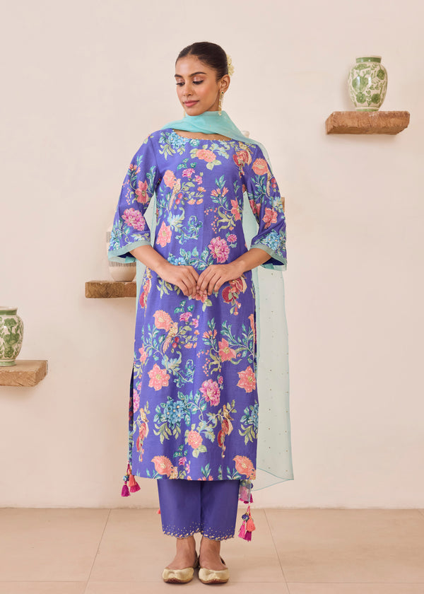 FIZA KURTA SET WITH DUPATTA - PURPLE