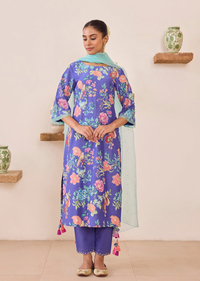 FIZA KURTA SET WITH DUPATTA - PURPLE