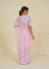 Ichika Saree Blouse Set - Rose Pink