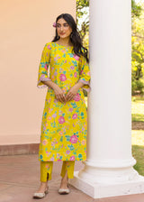 Seri Kurta Set - Chrome Yellow - With Dupatta