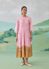 LUMEA COLOURBLOCK DRESS - BLUSH PINK