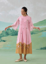LUMEA COLOURBLOCK DRESS - BLUSH PINK