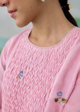 LUMEA COLOURBLOCK  KURTA SET - BLUSH PINK