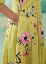 WILLOW DRESS WITH SLEEEVES - OLIVE YELLOW
