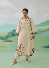 AUREA LONG KURTA WITH PANTS  - SAND