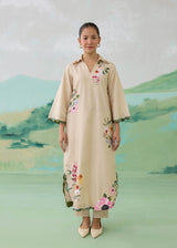 AUREA LONG KURTA WITH PANTS  - SAND