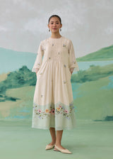 MEADOW COLOURBLOCK DRESS - WARM IVORY