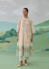 LUMEA COLOURBLOCK  KURTA SET - WARM IVORY