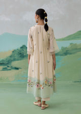 LUMEA COLOURBLOCK  KURTA SET - WARM IVORY
