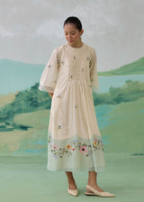 MEADOW COLOURBLOCK DRESS - WARM IVORY