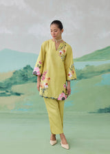SERRA SHORT KURTA SET - OLIVE YELLOW