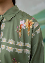 ARIA GRID SHIRT - OLIVE GREEN