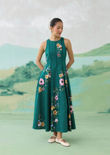 WILLOW  SLEEVELESS DRESS - EMERALD GREEN