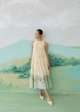 LUMEA COLOURBLOCK SLEEVELESS DRESS - WARM IVORY