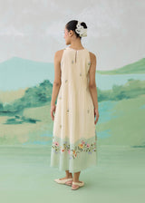 LUMEA COLOURBLOCK SLEEVELESS DRESS - WARM IVORY