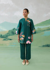SERRA SHORT KURTA SET - EMERALD GREEN