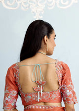 AARZOO SAREE AND ZIYA BLOUSE SET - BURNT ORANGE