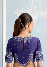 AARZOO SAREE AND RUH BLOUSE SET - DEEP INDIGO