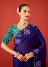 ZOHRA SAREE BLOUSE SET - PURPLE