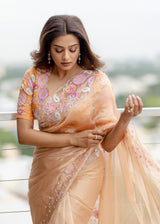 Priyamani in our Asra Saree Gisele Blouse Set - Peach Gold