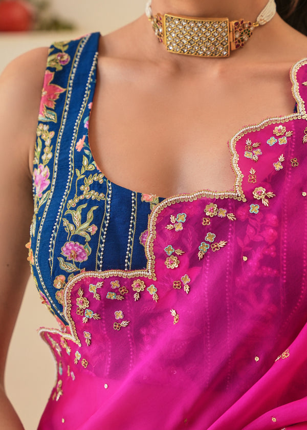 Nargis Saree Nima Blouse - Magenta