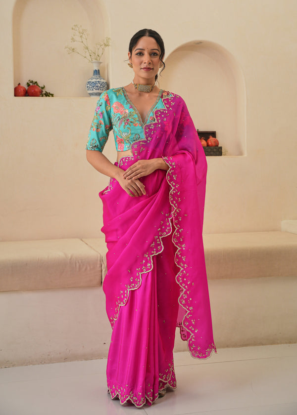 Nargis Saree Fiza Blouse - Magenta