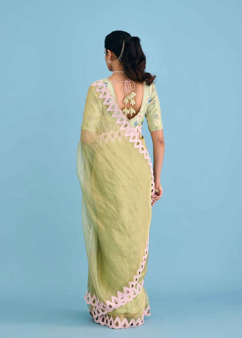 KEREN SAREE SERENA BLOUSE SET - PISTA GREEN