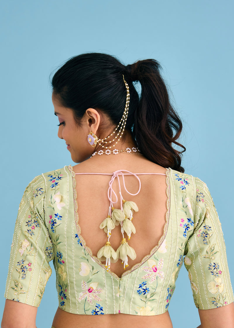 KEREN SAREE SERENA BLOUSE SET - PISTA GREEN