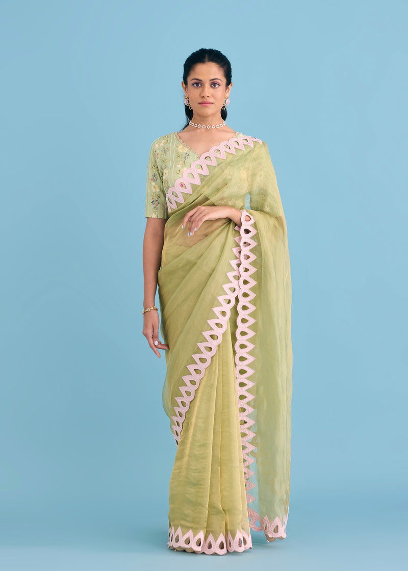 KEREN SAREE SERENA BLOUSE SET - PISTA GREEN