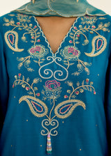 KAYA KURTA SET -PEACOCK BLUE