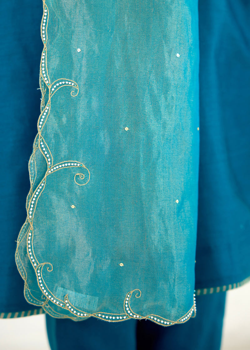KAYA KURTA SET -PEACOCK BLUE