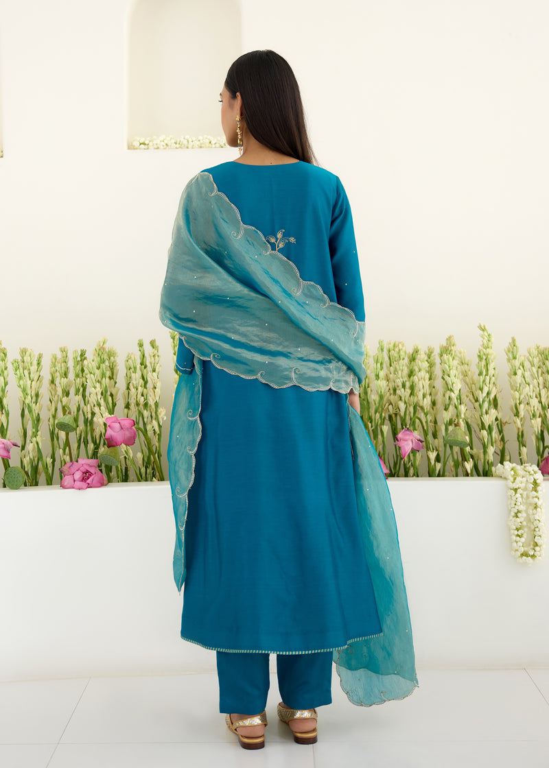 KAYA KURTA SET -PEACOCK BLUE