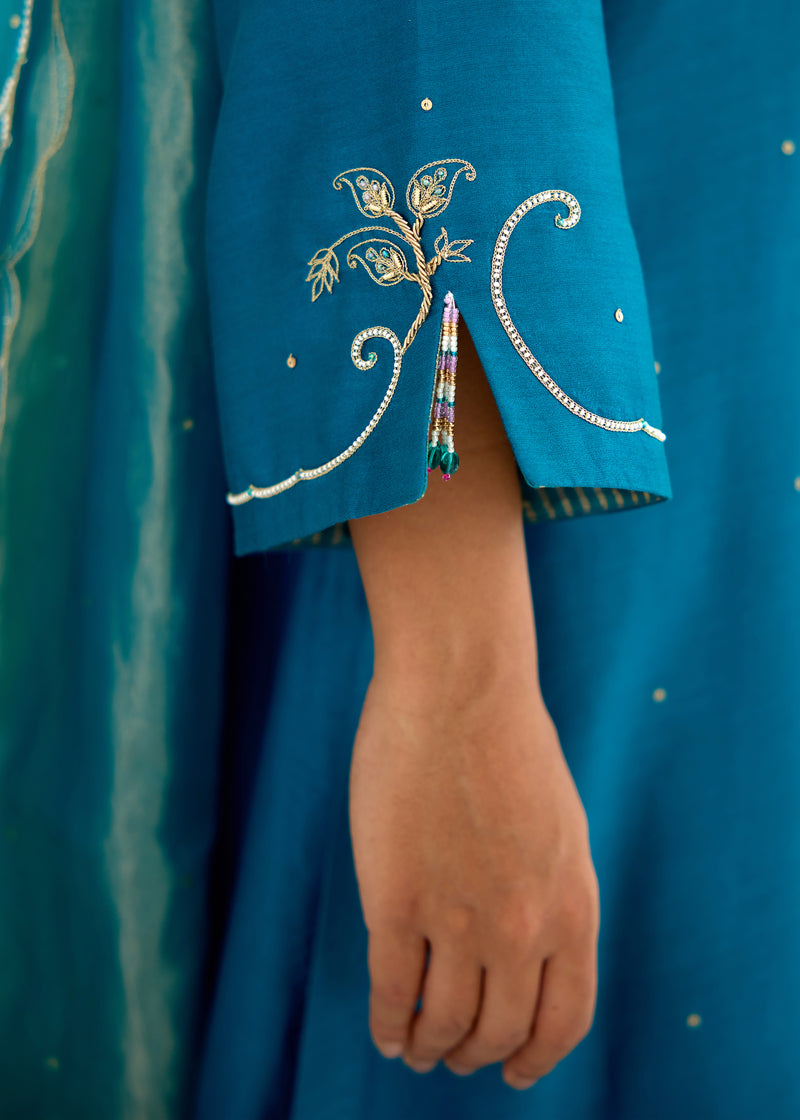 KAYA KURTA SET -PEACOCK BLUE
