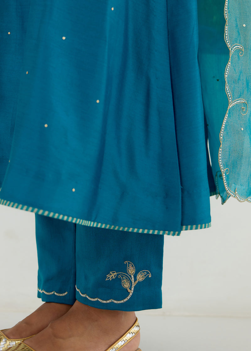 KAYA KURTA SET -PEACOCK BLUE