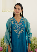 KAYA KURTA SET -PEACOCK BLUE