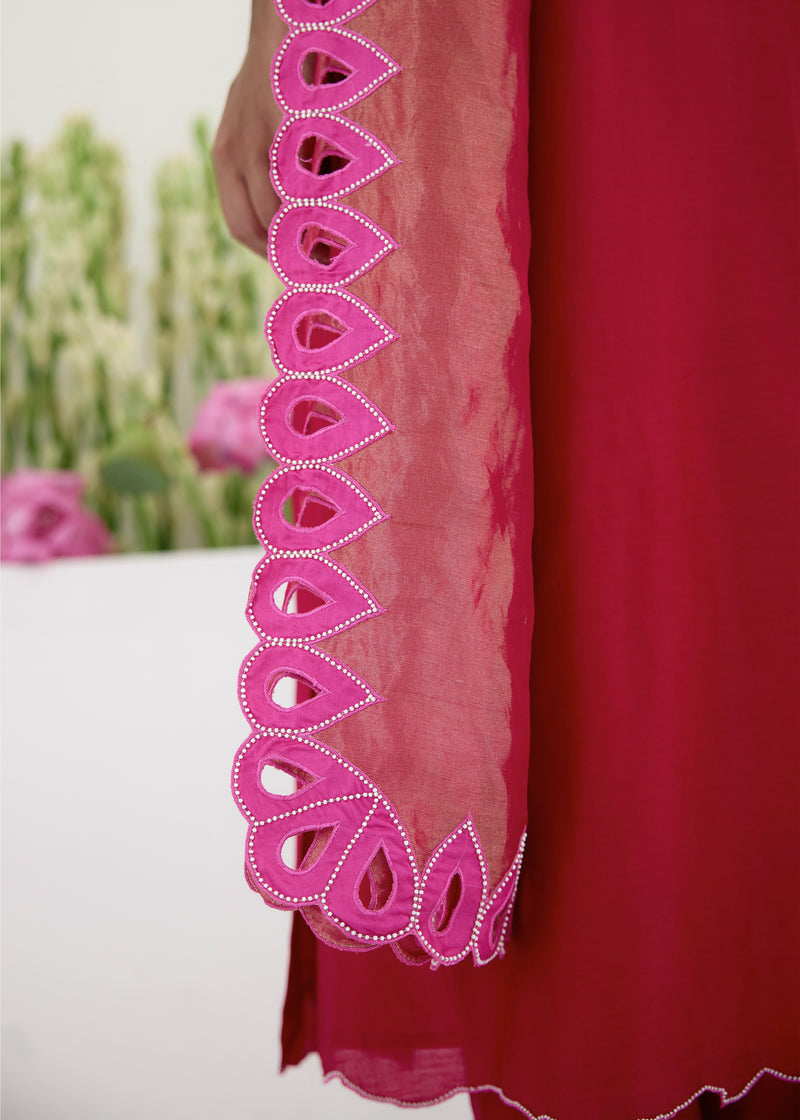 NELLI KURTA SET - VERMILION RED